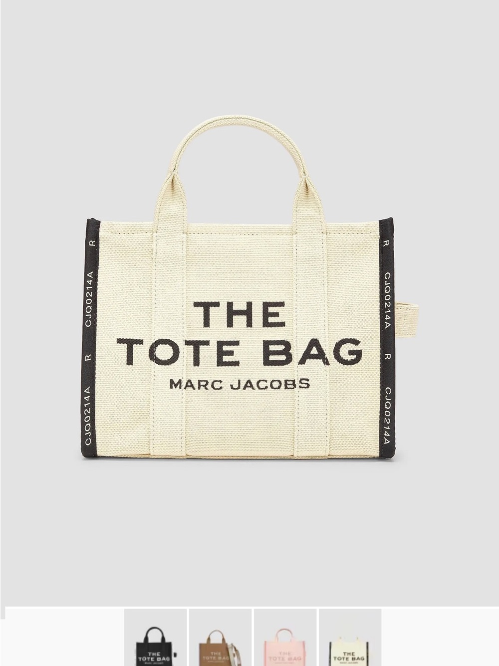 Marc Jacobs Canvas Tote Bag in Cream with Black Trim